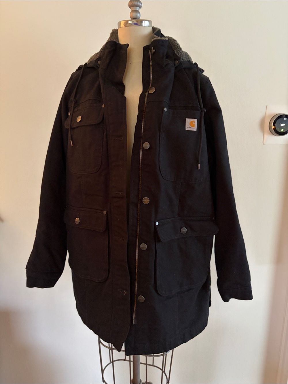 Carhartt Black Hooded Canvas Field Jacket